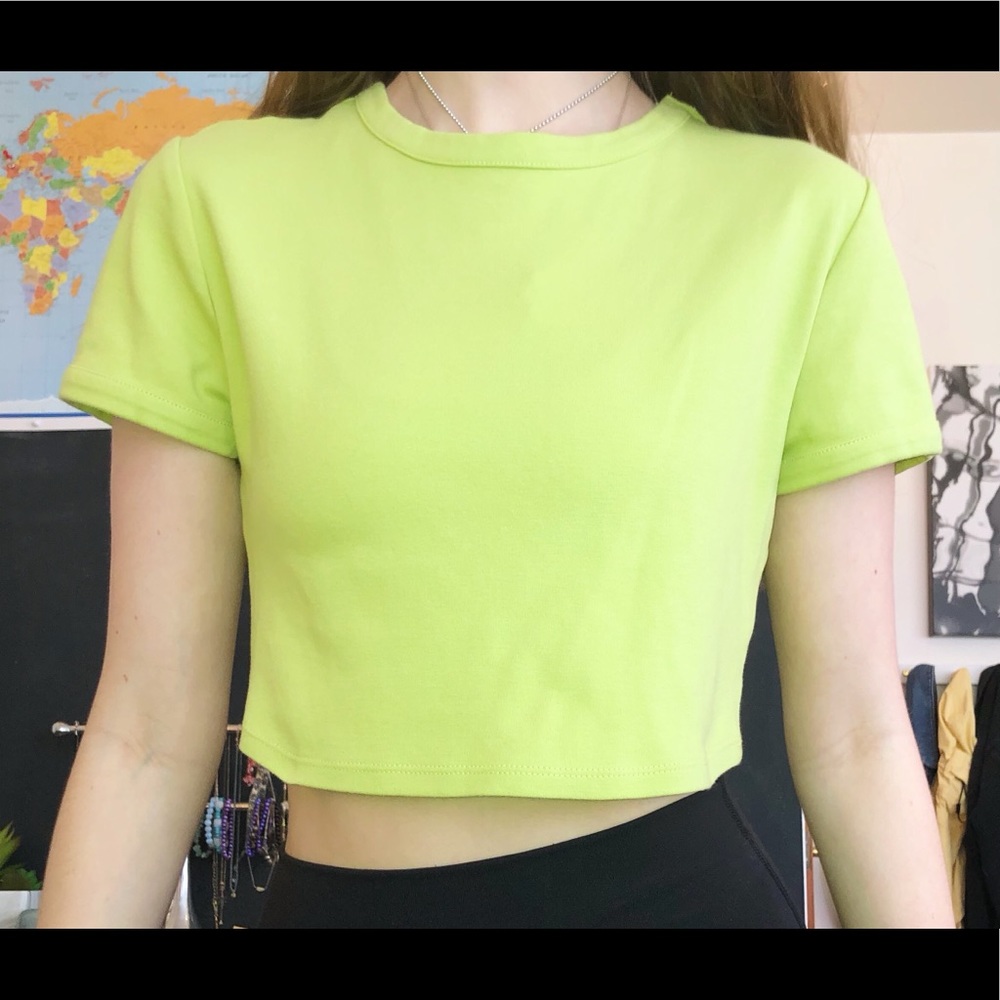Lime green super cropped tee